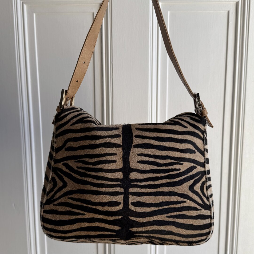 Fendi Mamma Zebra Pony Hair Shoulder Bag