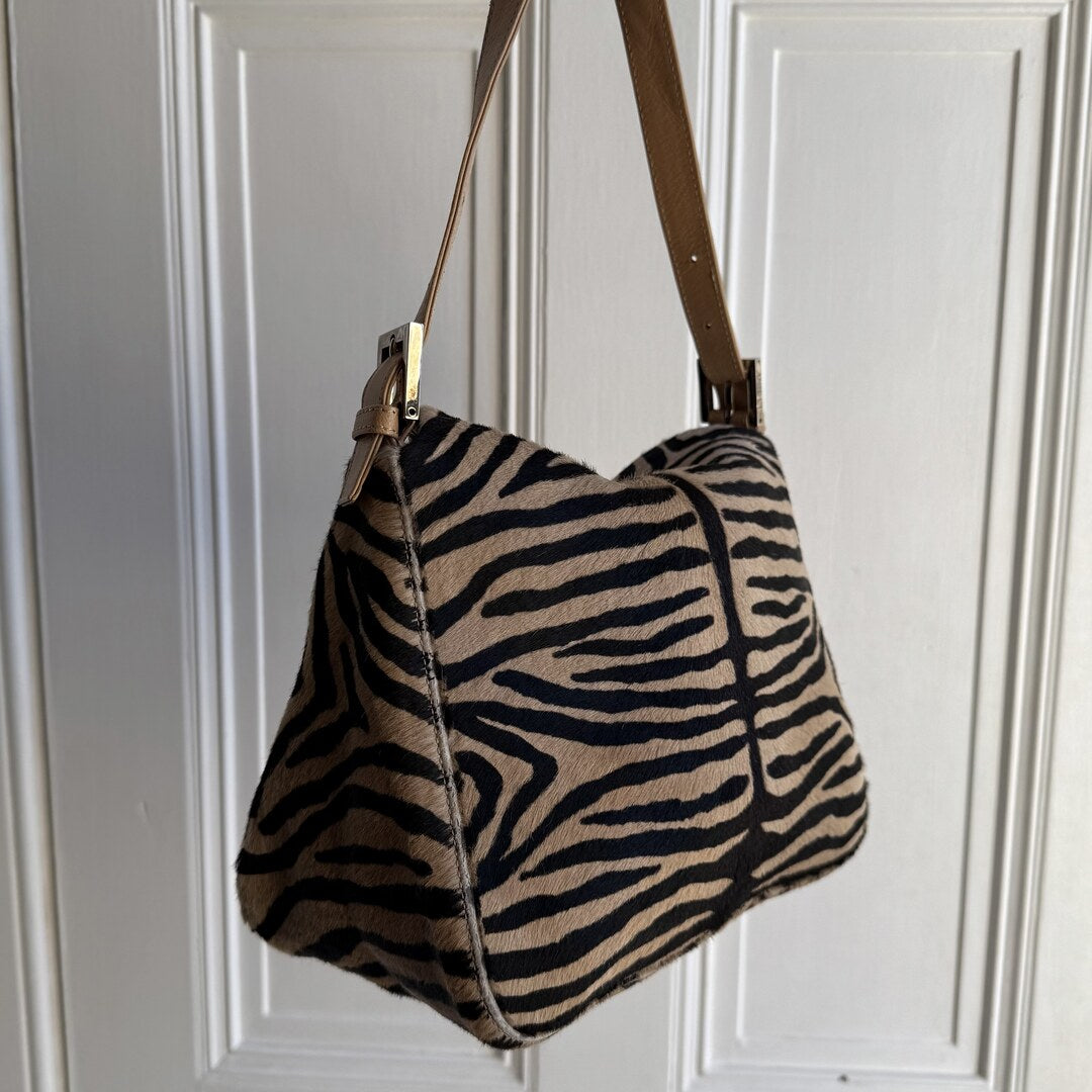 Fendi Mamma Zebra Pony Hair Shoulder Bag