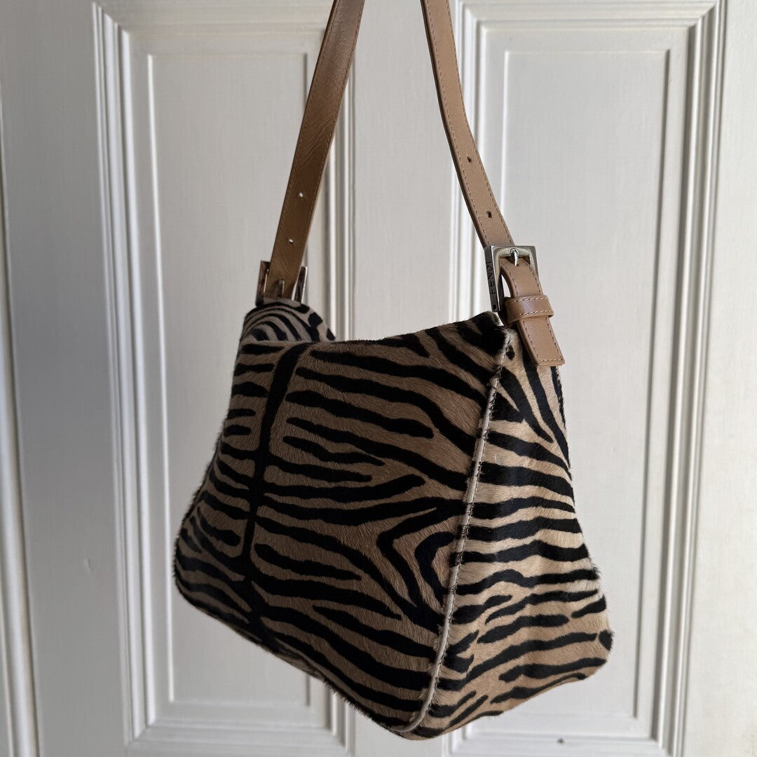 Fendi Mamma Zebra Pony Hair Shoulder Bag