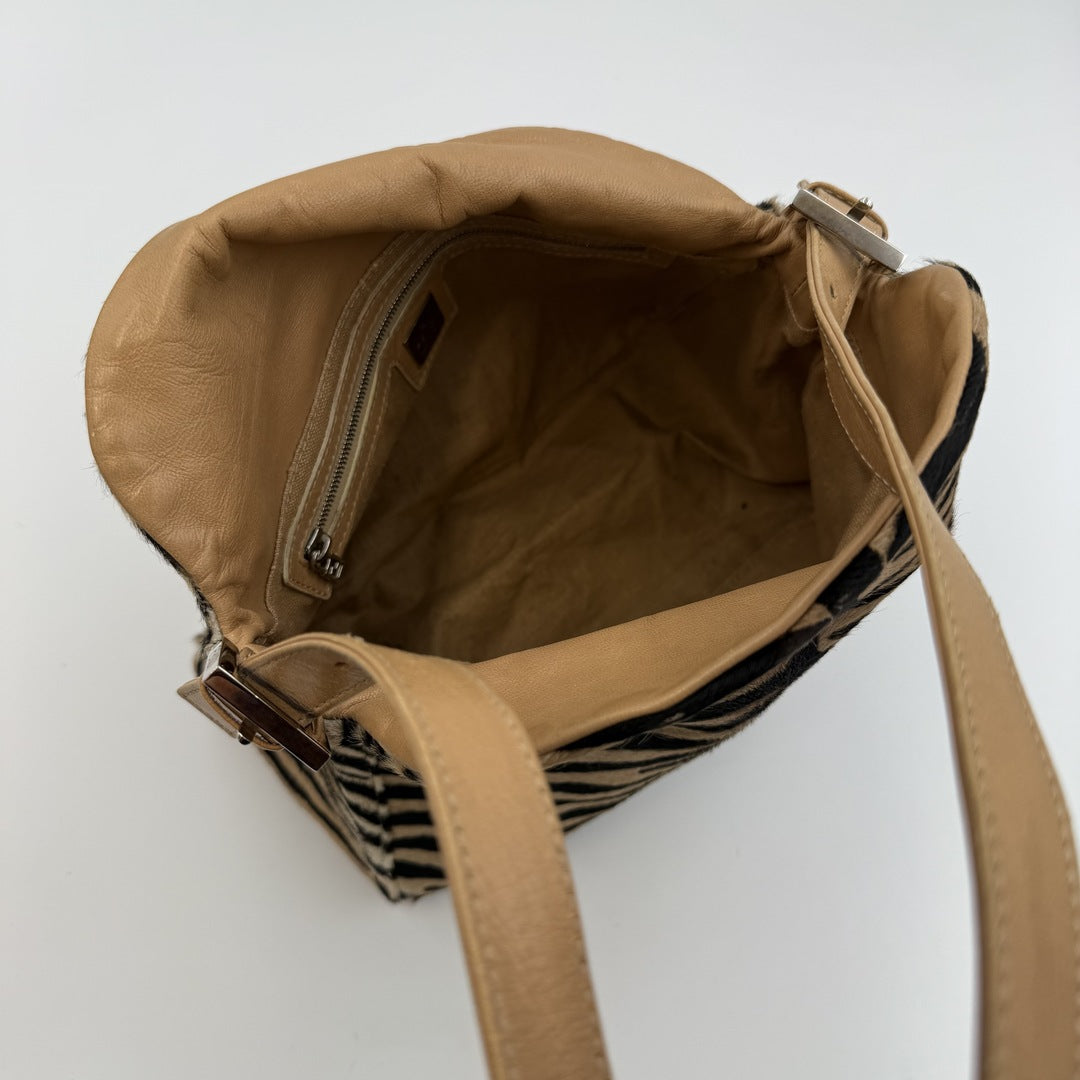 Fendi Mamma Zebra Pony Hair Shoulder Bag
