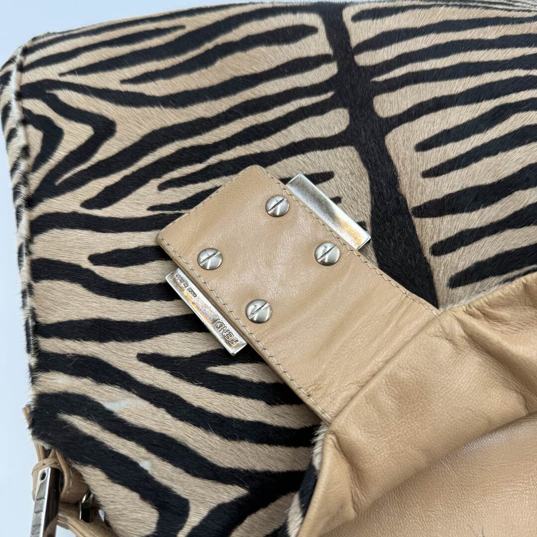 Fendi Mamma Zebra Pony Hair Shoulder Bag