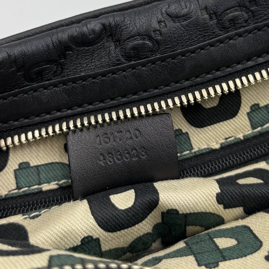 Gucci Guccissima Princy Black Leather Shoulder Bag