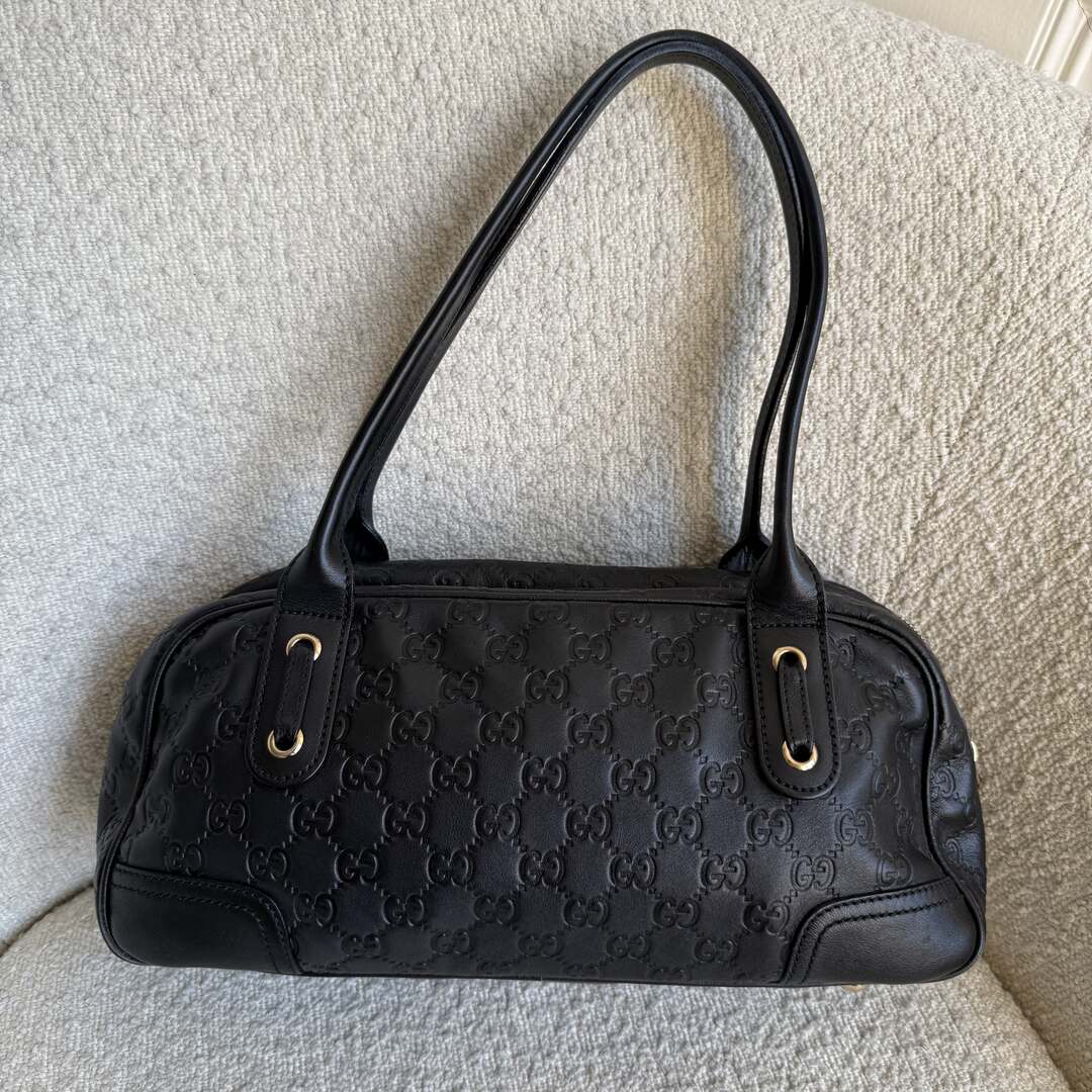 Gucci Guccissima Princy Black Leather Shoulder Bag