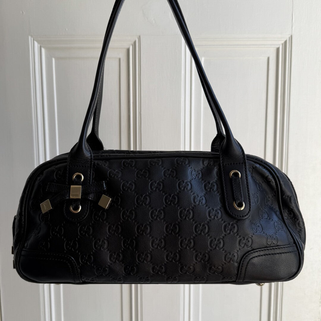 Gucci Guccissima Princy Black Leather Shoulder Bag