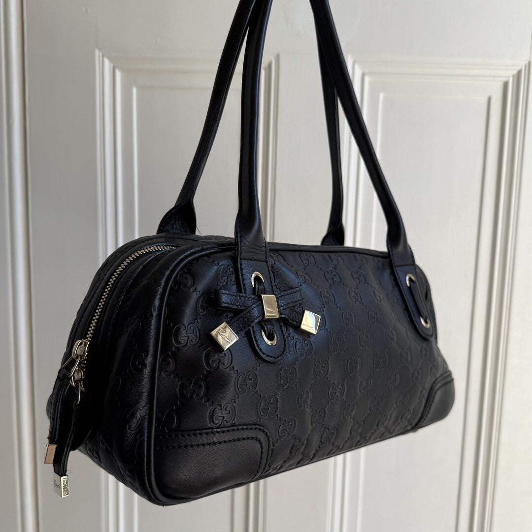 Gucci Guccissima Princy Black Leather Shoulder Bag