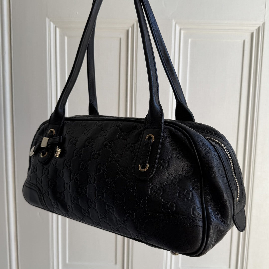 Gucci Guccissima Princy Black Leather Shoulder Bag