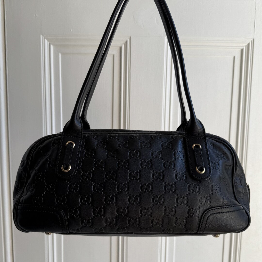 Gucci Guccissima Princy Black Leather Shoulder Bag