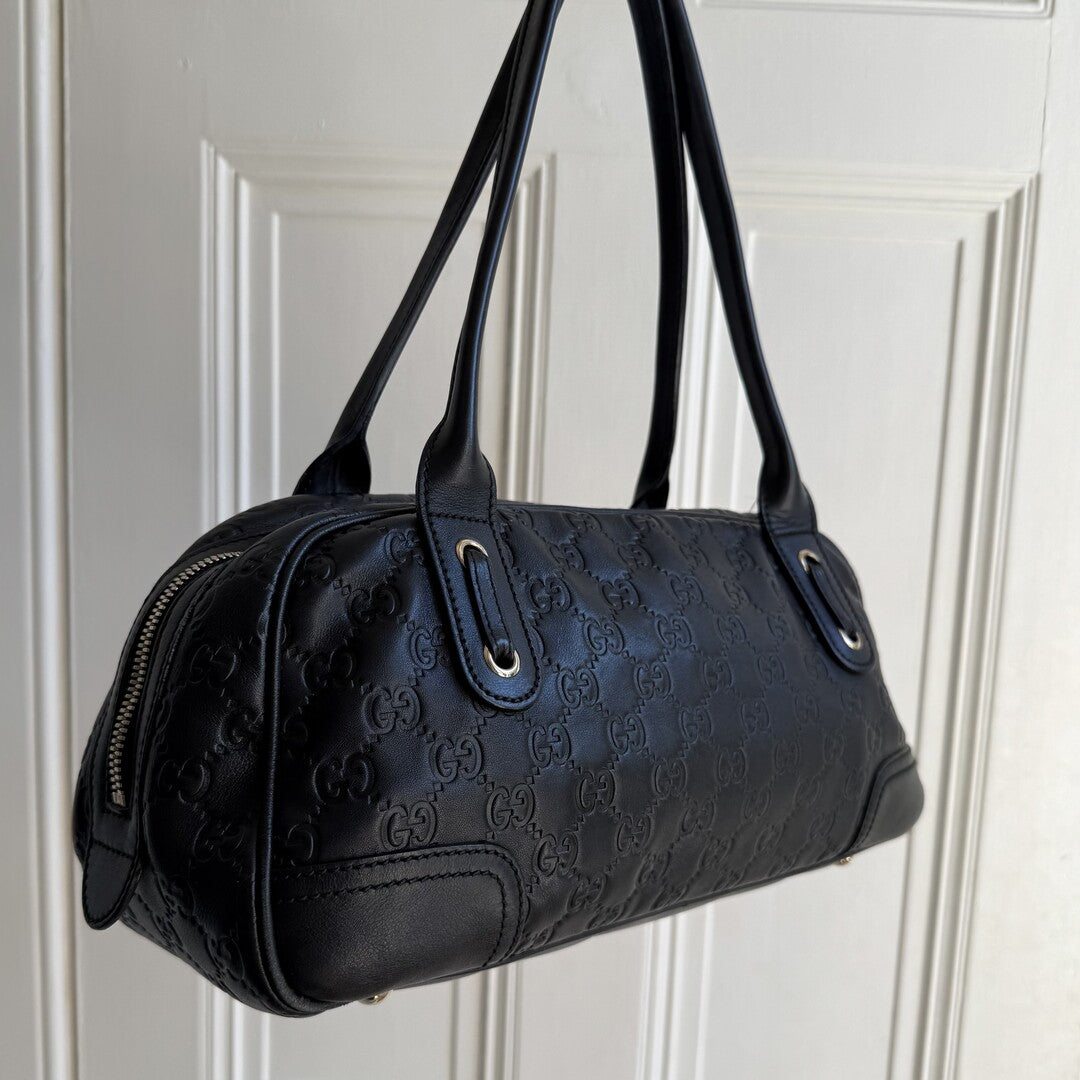 Gucci Guccissima Princy Black Leather Shoulder Bag