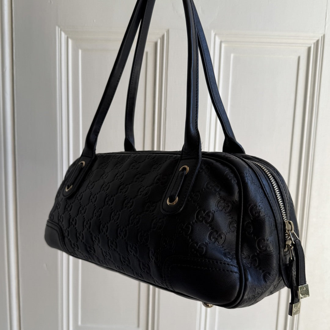 Gucci Guccissima Princy Black Leather Shoulder Bag