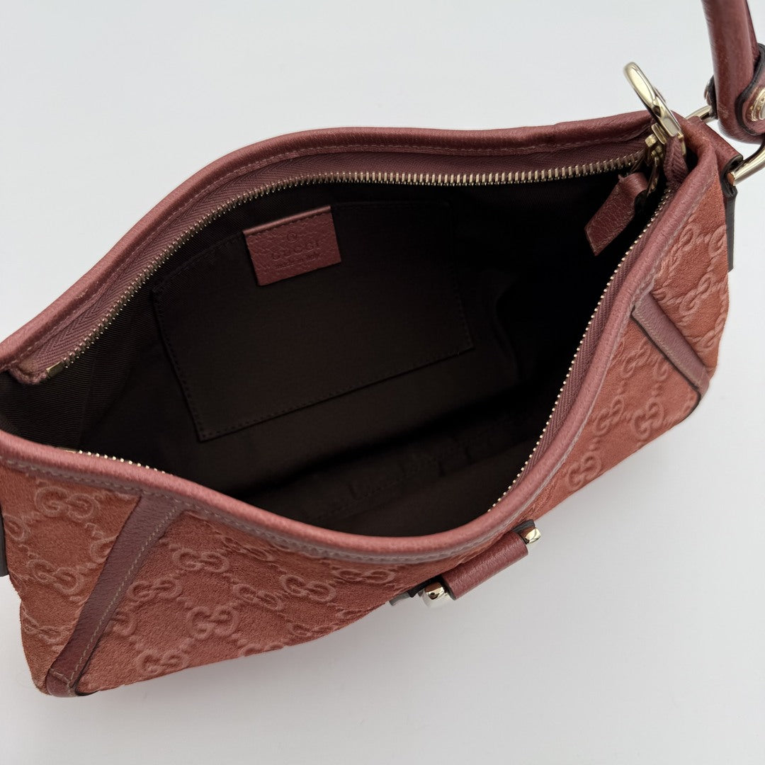 Gucci Guccissima Mini Abbey D Ring Suede Pink Shoulder Bag