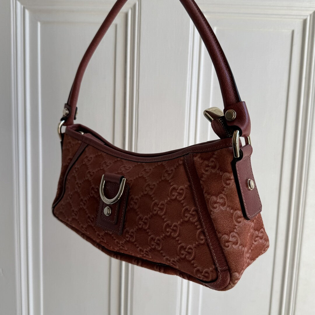Gucci Guccissima Mini Abbey D Ring Suede Pink Shoulder Bag