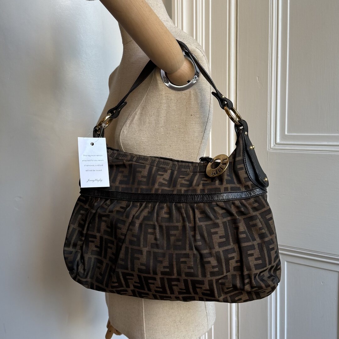 Fendi Zucca Charm Shoulder Bag