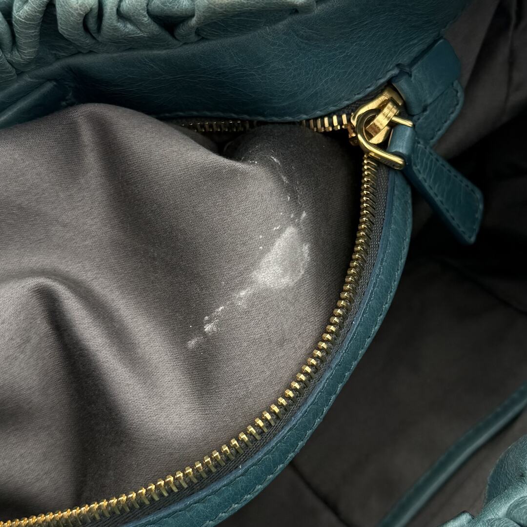 Miu Miu Vitello Teal Blue Leather Handbag