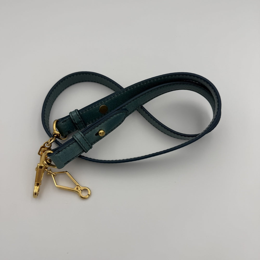 Miu Miu Vitello Teal Blue Leather Handbag