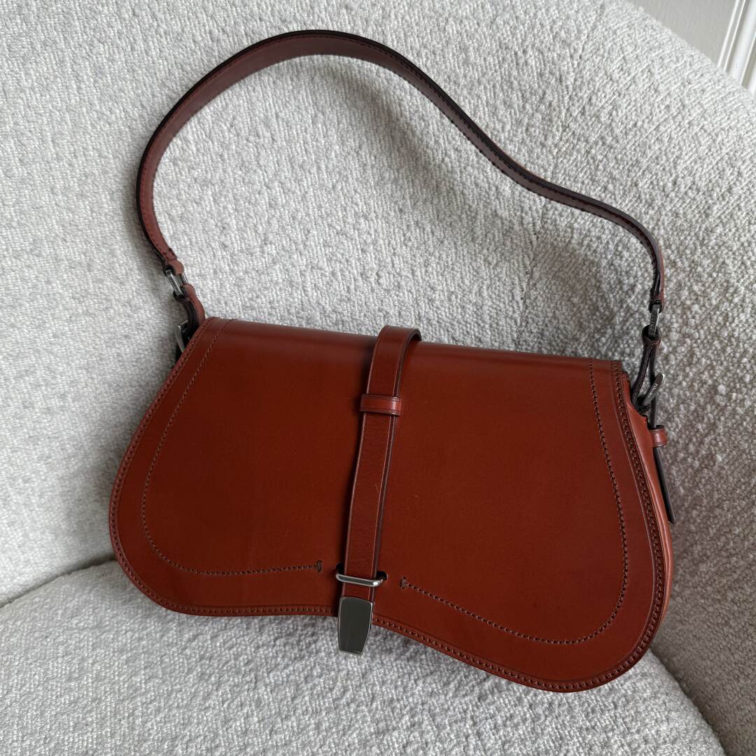 2001 Prada Vitello England Leather Brown Shoulder Bag