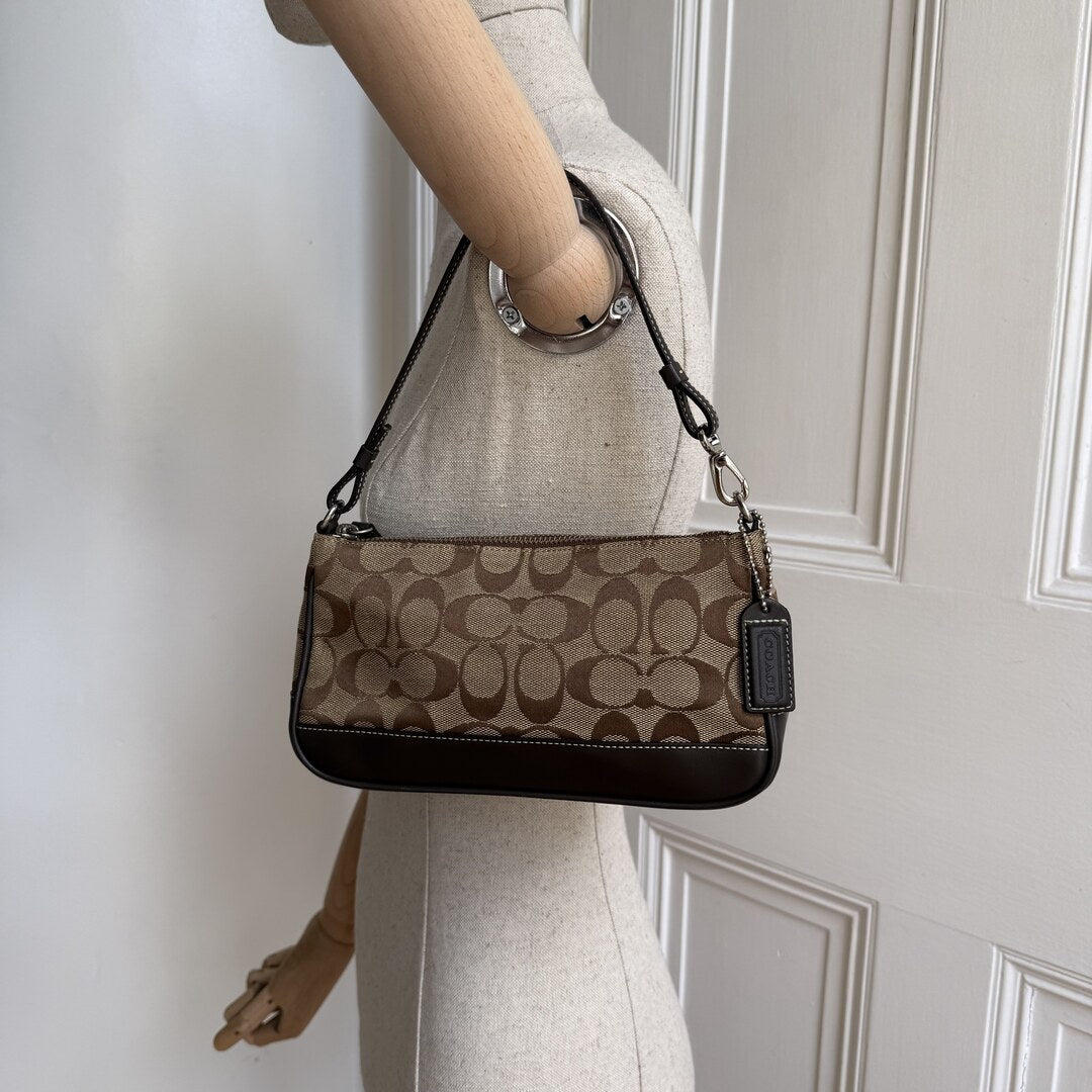 Coach Signature Demi Brown Shoulder Bag
