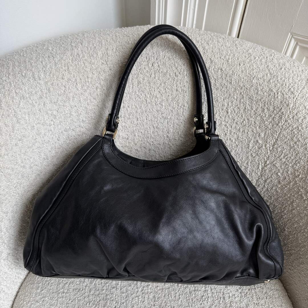Gucci Abbey Black Leather Tote Bag