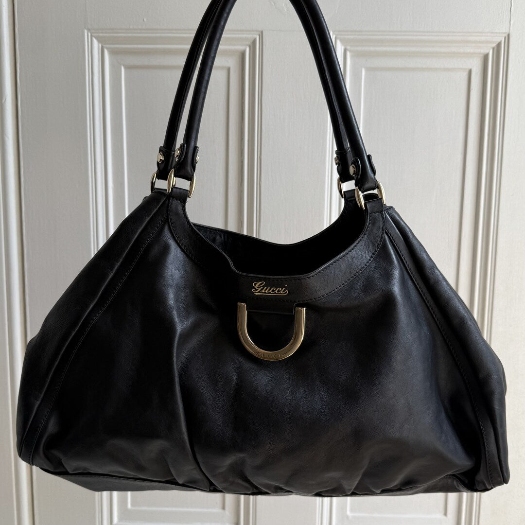 Gucci Abbey Black Leather Tote Bag