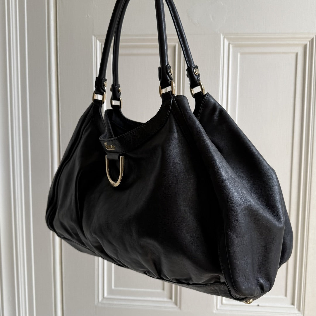 Gucci Abbey Black Leather Tote Bag