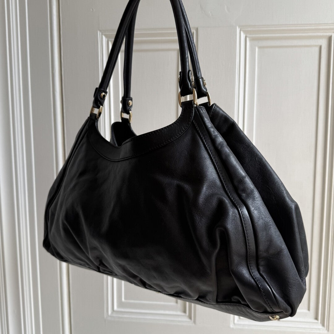 Gucci Abbey Black Leather Tote Bag