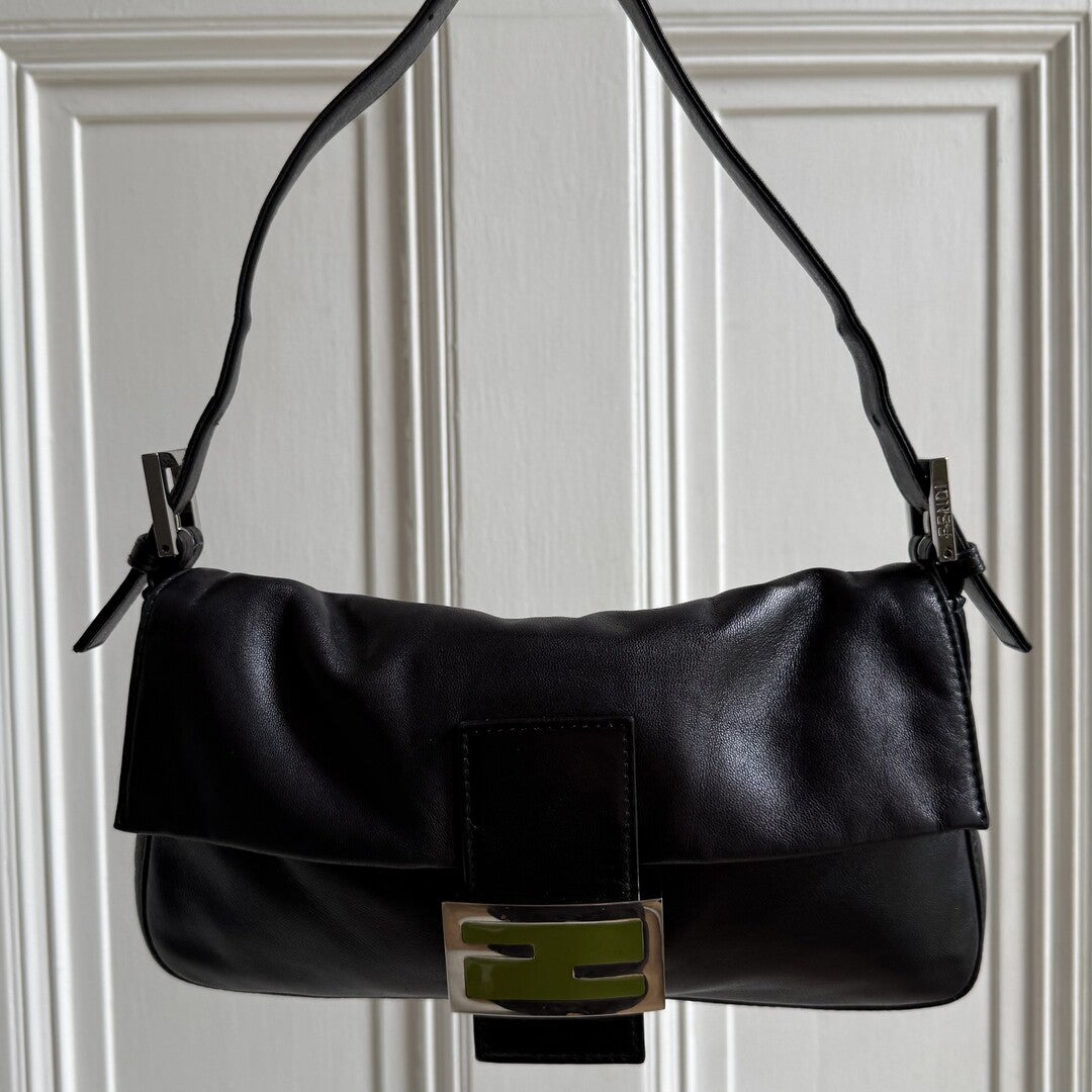 Fendi Mamma Baguette Black Leather Shoulder Bag