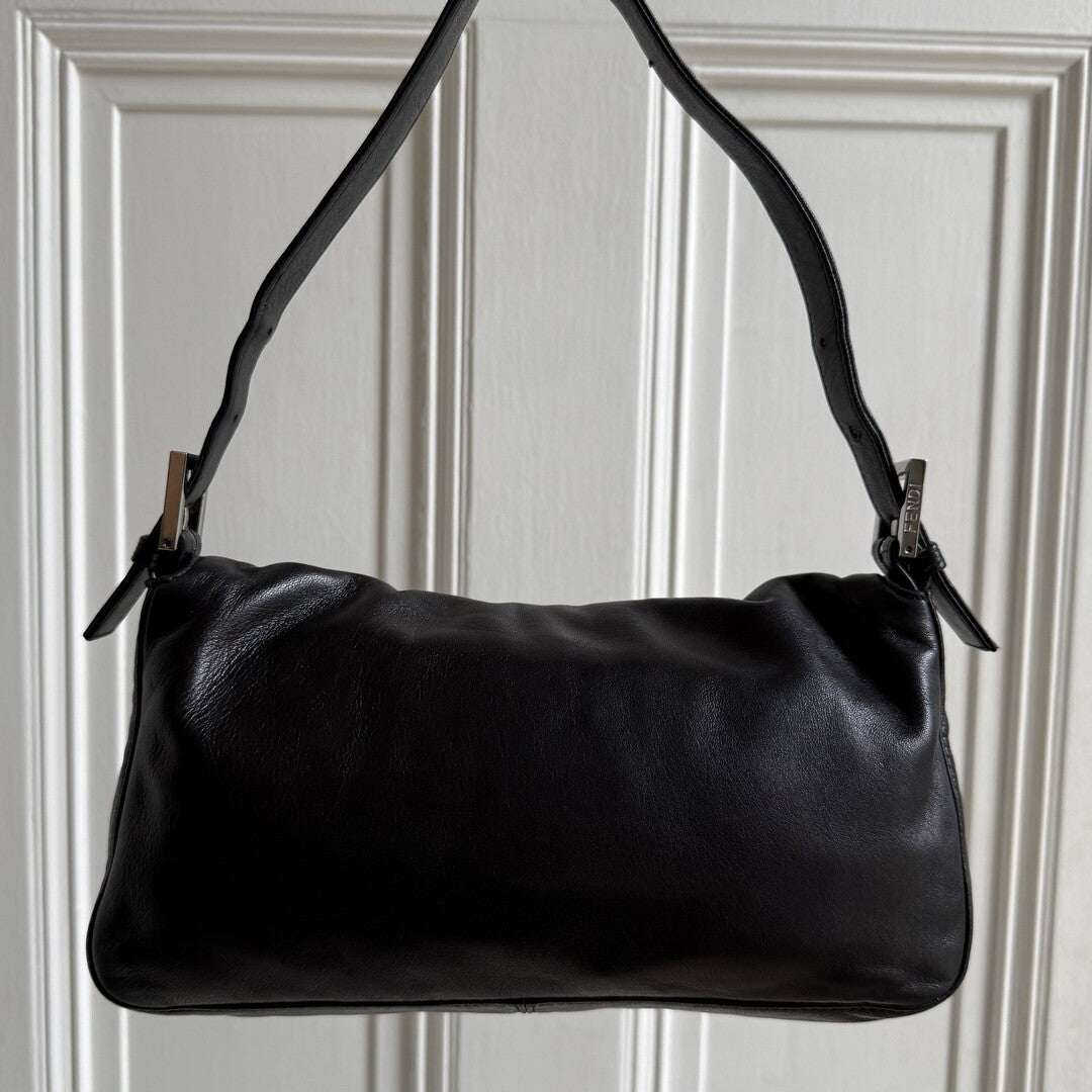 Fendi Mamma Baguette Black Leather Shoulder Bag