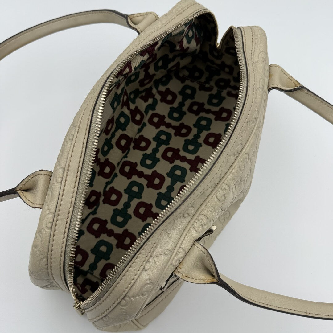 Gucci Guccissima Princy Leather Cream Shoulder Bag