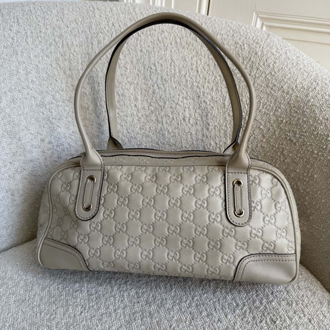 Gucci Guccissima Princy Leather Cream Shoulder Bag