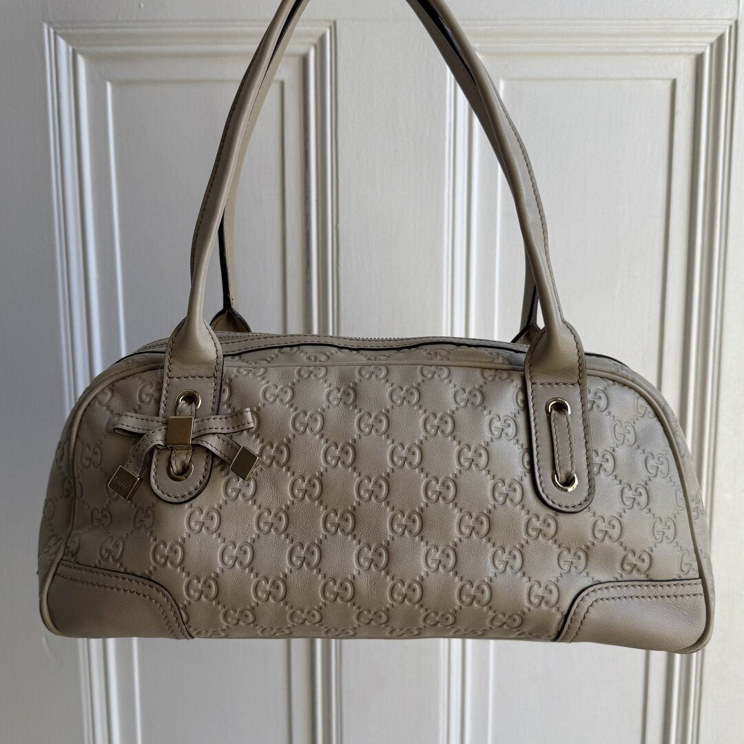 Gucci Guccissima Princy Leather Cream Shoulder Bag