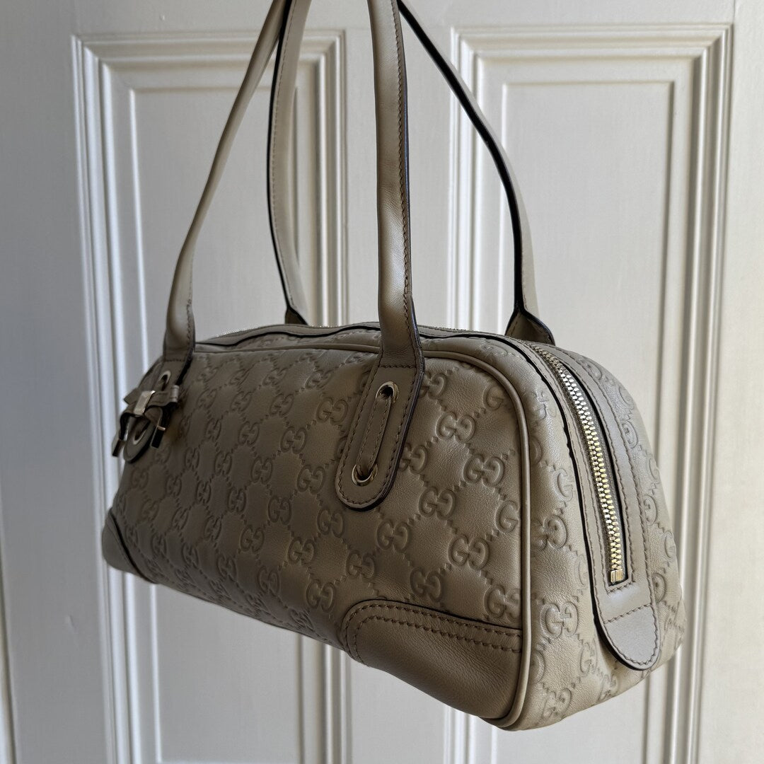 Gucci Guccissima Princy Leather Cream Shoulder Bag