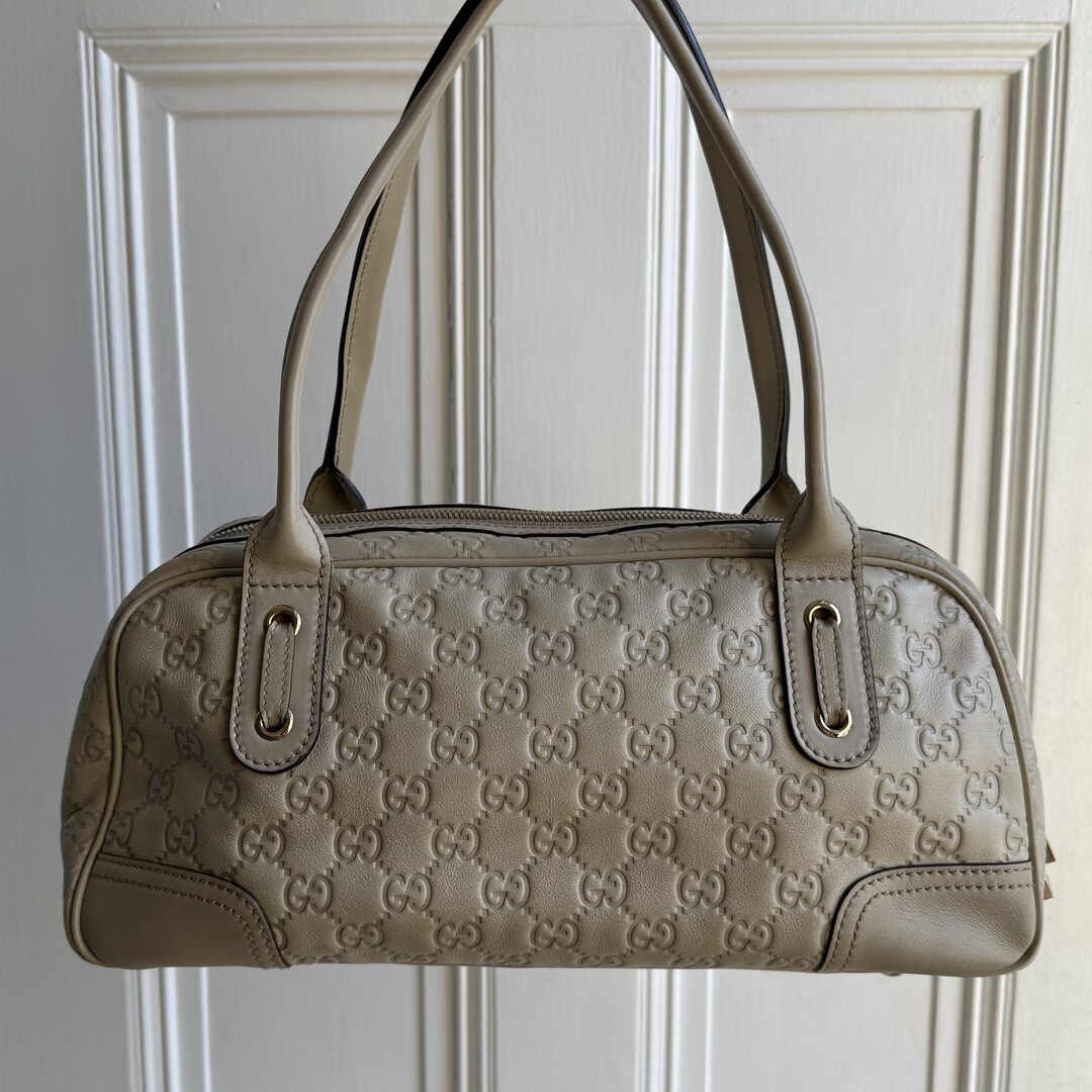 Gucci Guccissima Princy Leather Cream Shoulder Bag