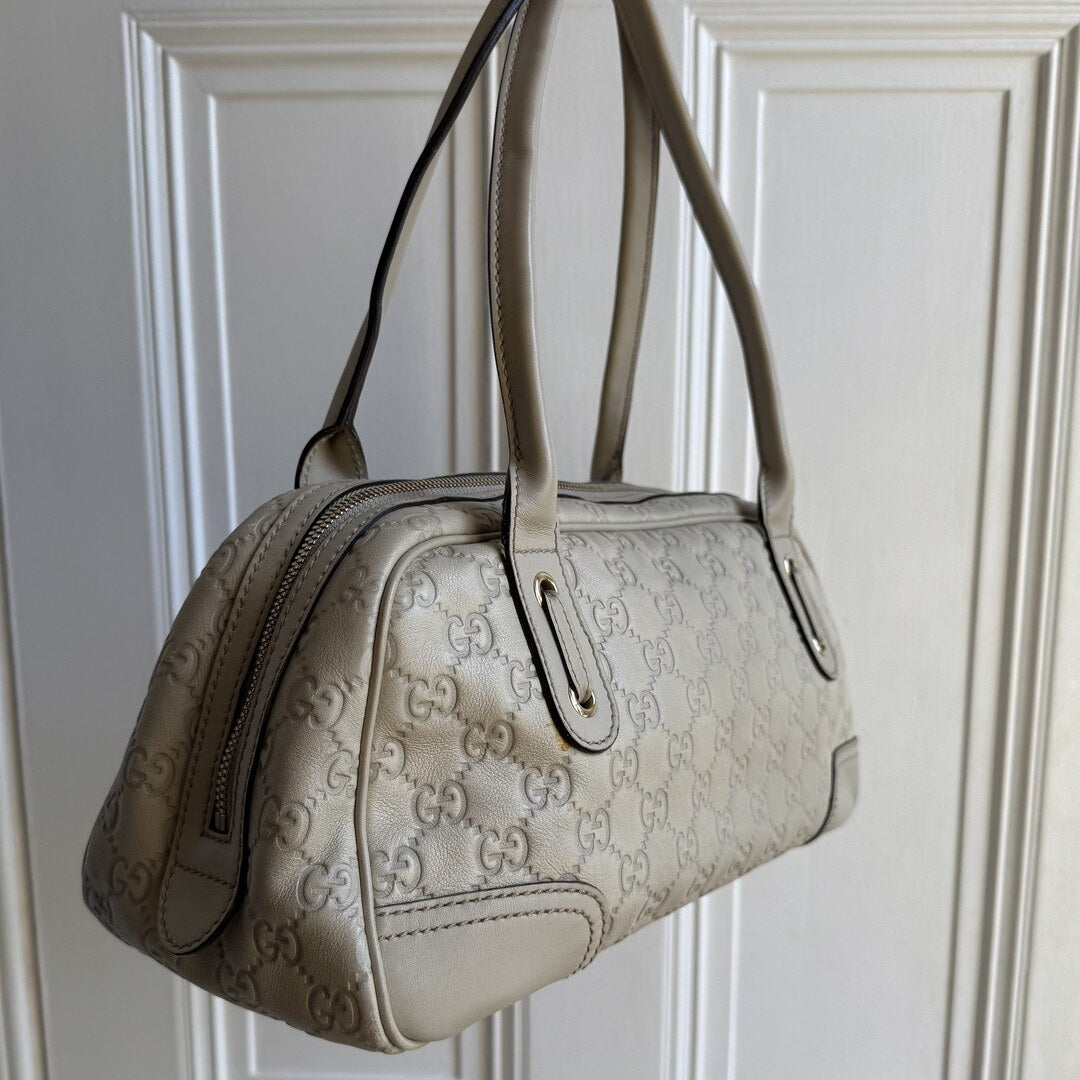 Gucci Guccissima Princy Leather Cream Shoulder Bag