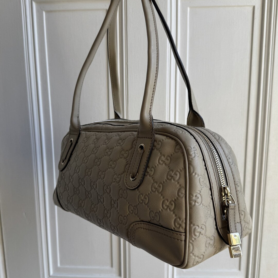 Gucci Guccissima Princy Leather Cream Shoulder Bag