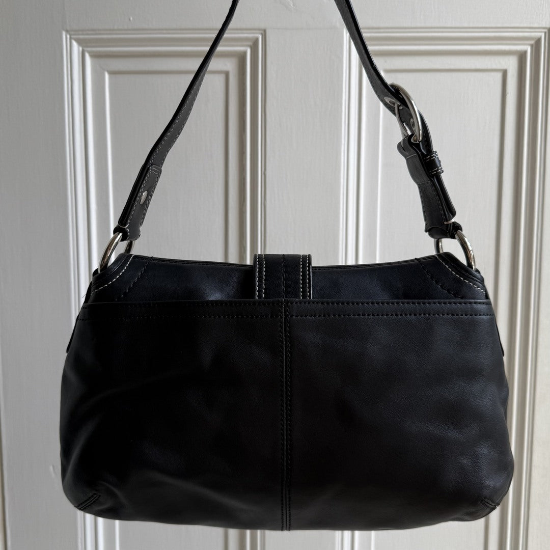 Coach Hobo Buckle Leather Black Shoulder Bag