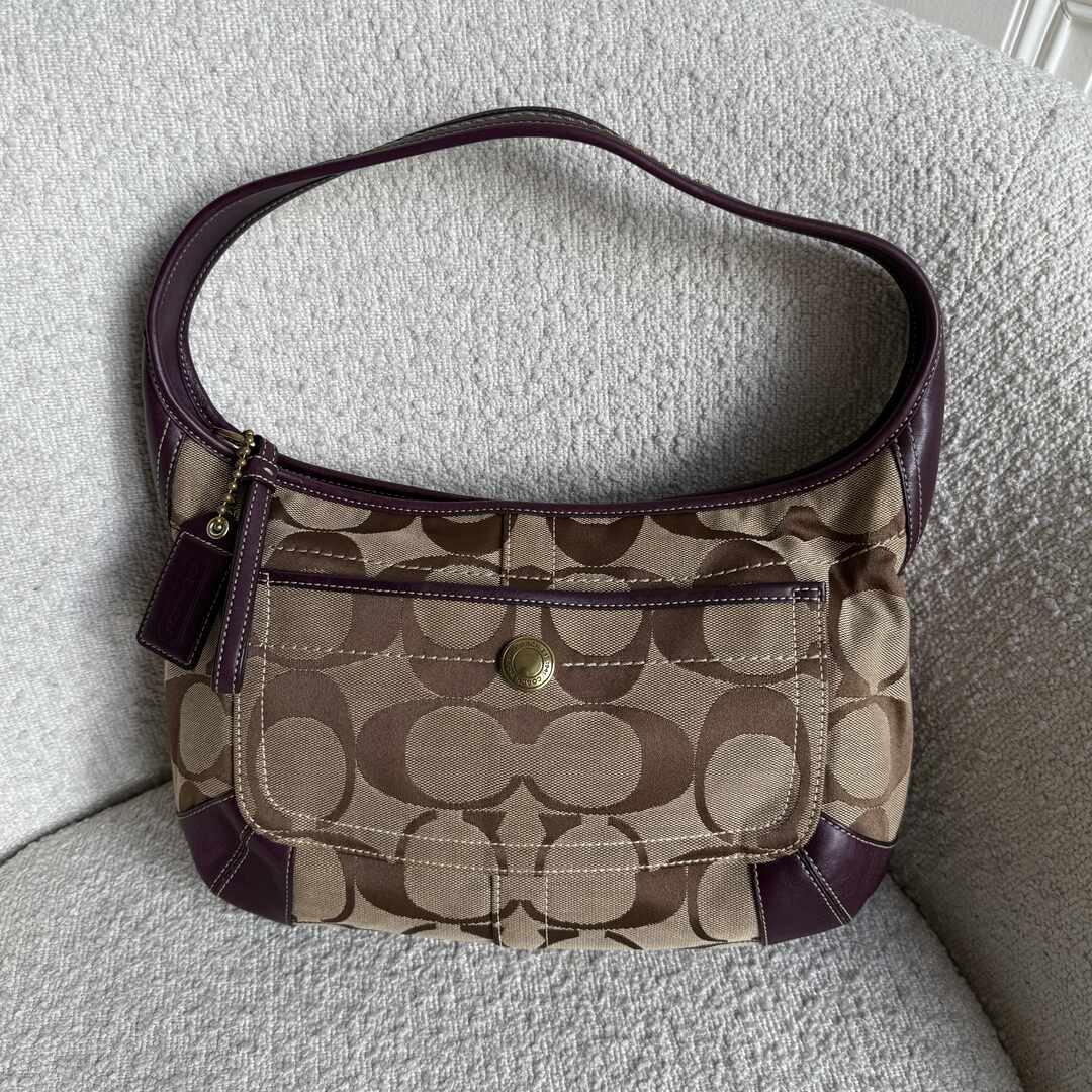 Coach Signature Hobo Purple Shoulder Bag