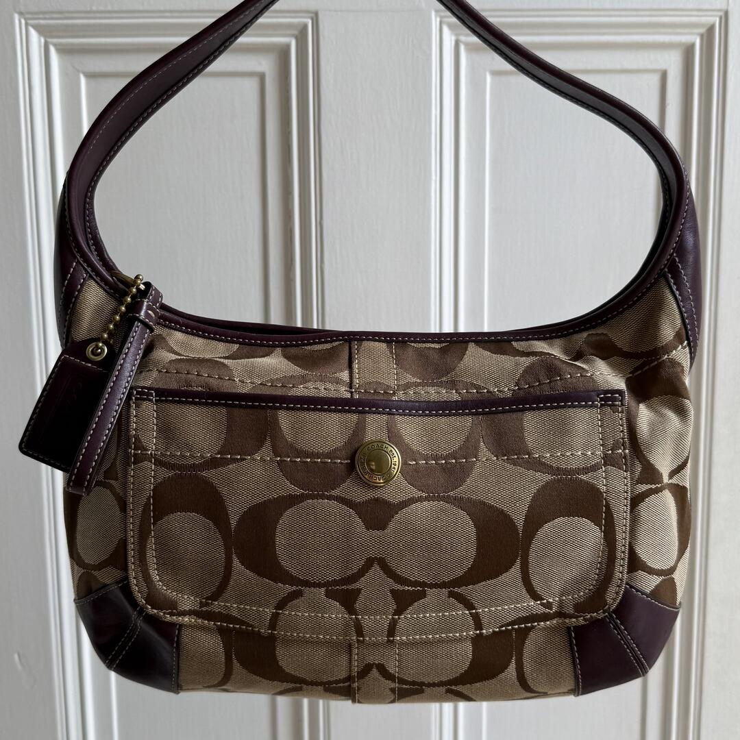 Coach Signature Hobo Purple Shoulder Bag