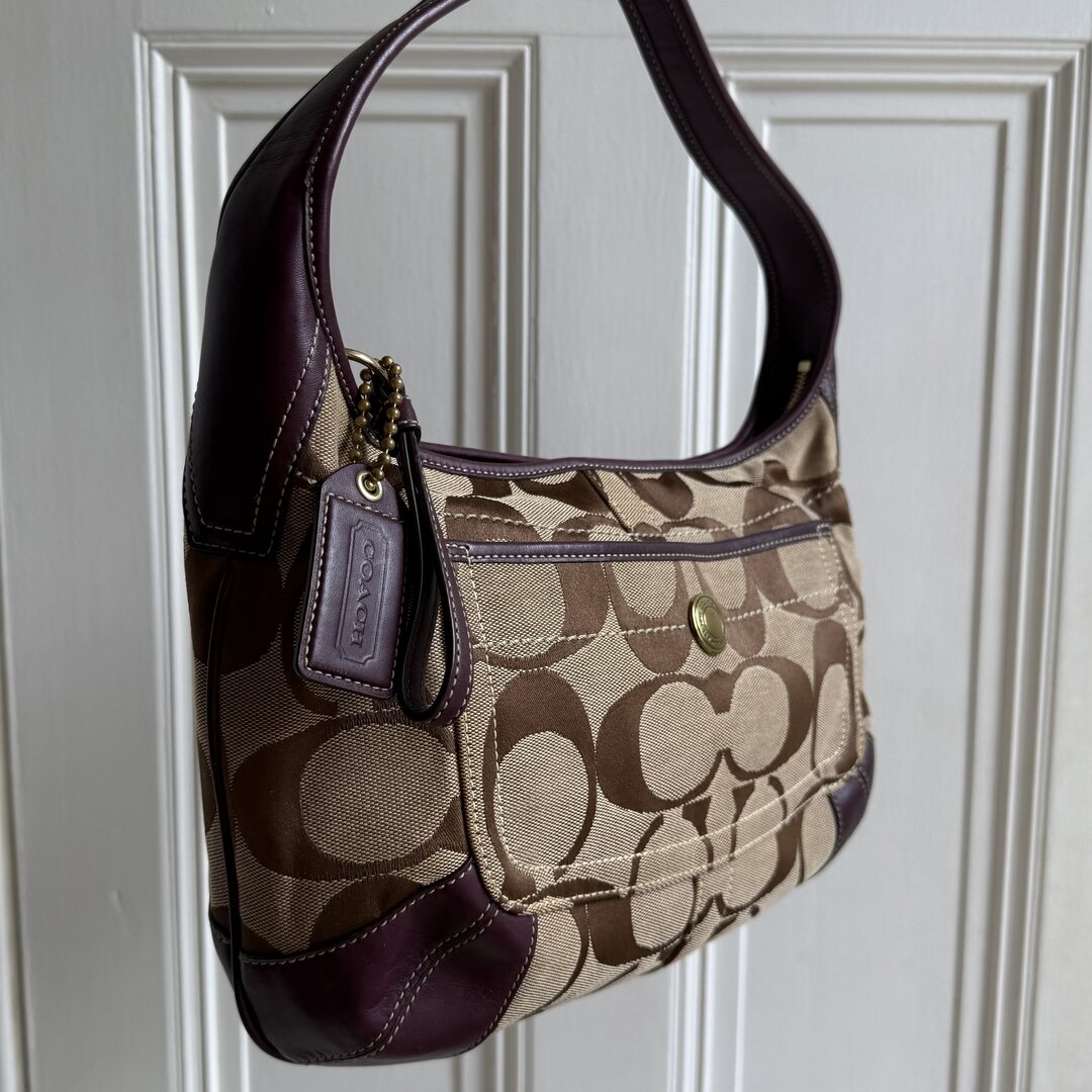 Coach Signature Hobo Purple Shoulder Bag