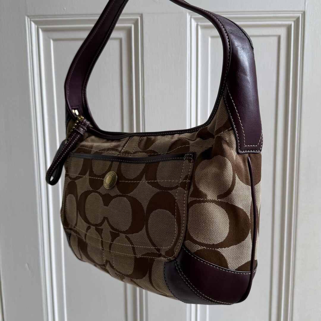 Coach Signature Hobo Purple Shoulder Bag