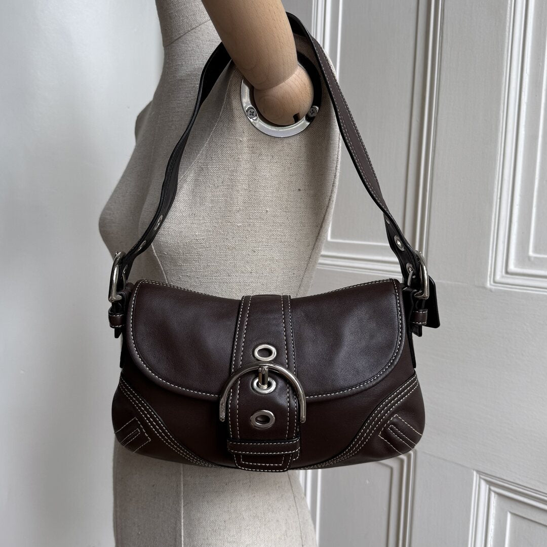 Coach Mini Soho Leather Dark Brown Shoulder Bag