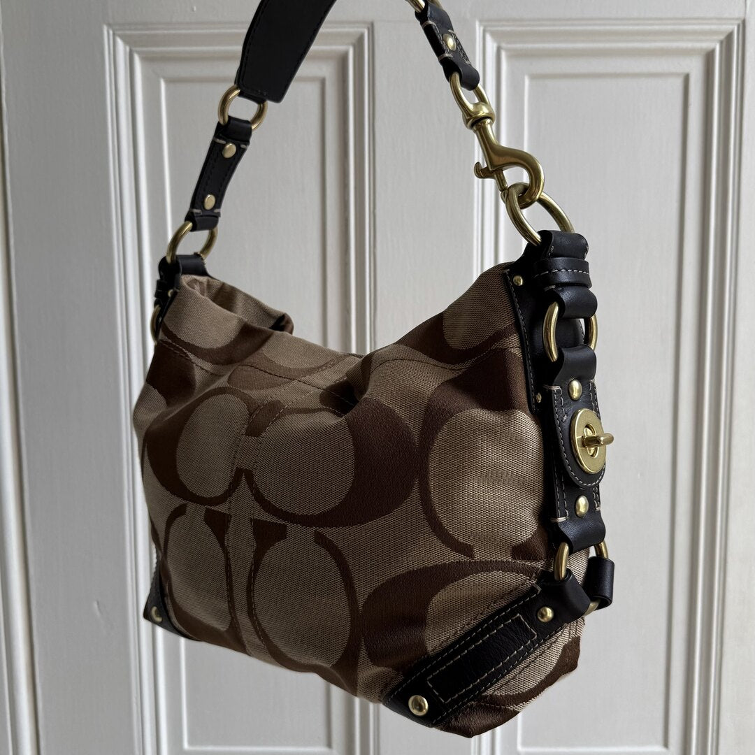 Coach Signature Studded Black Shoulder Bag