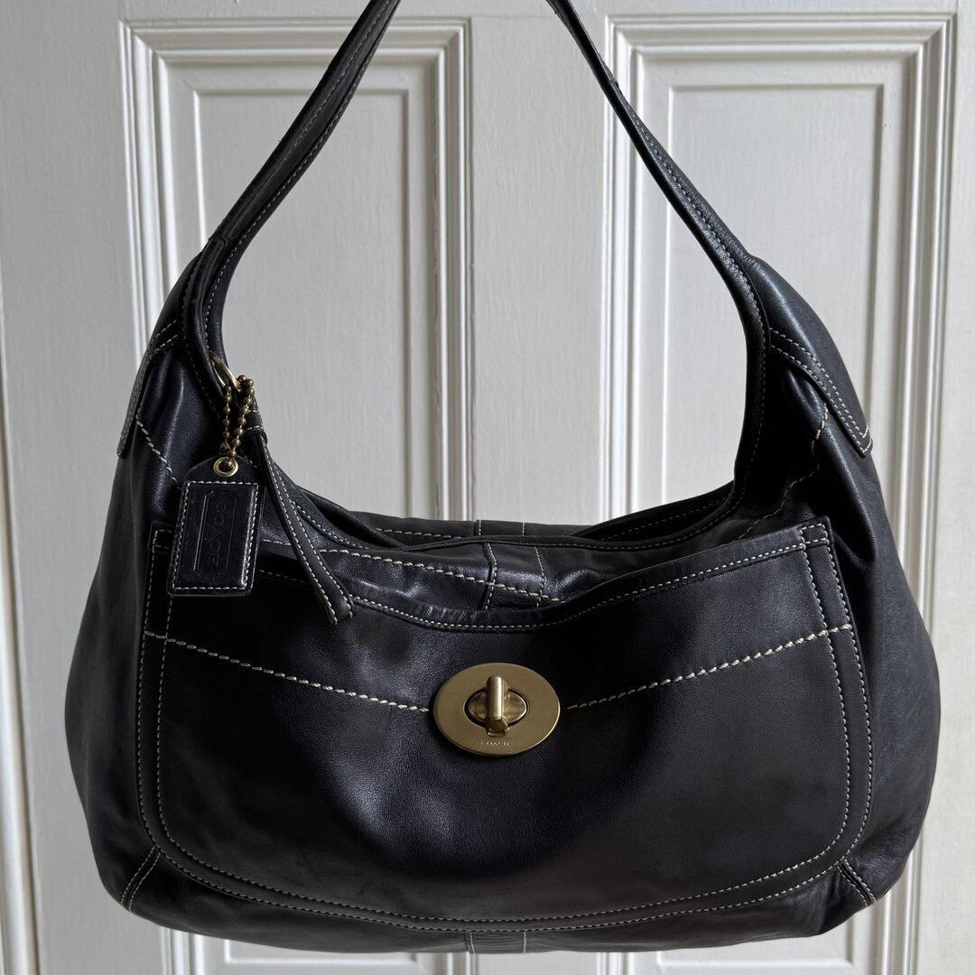 Coach Hobo XL Leather Black Shoulder Bag