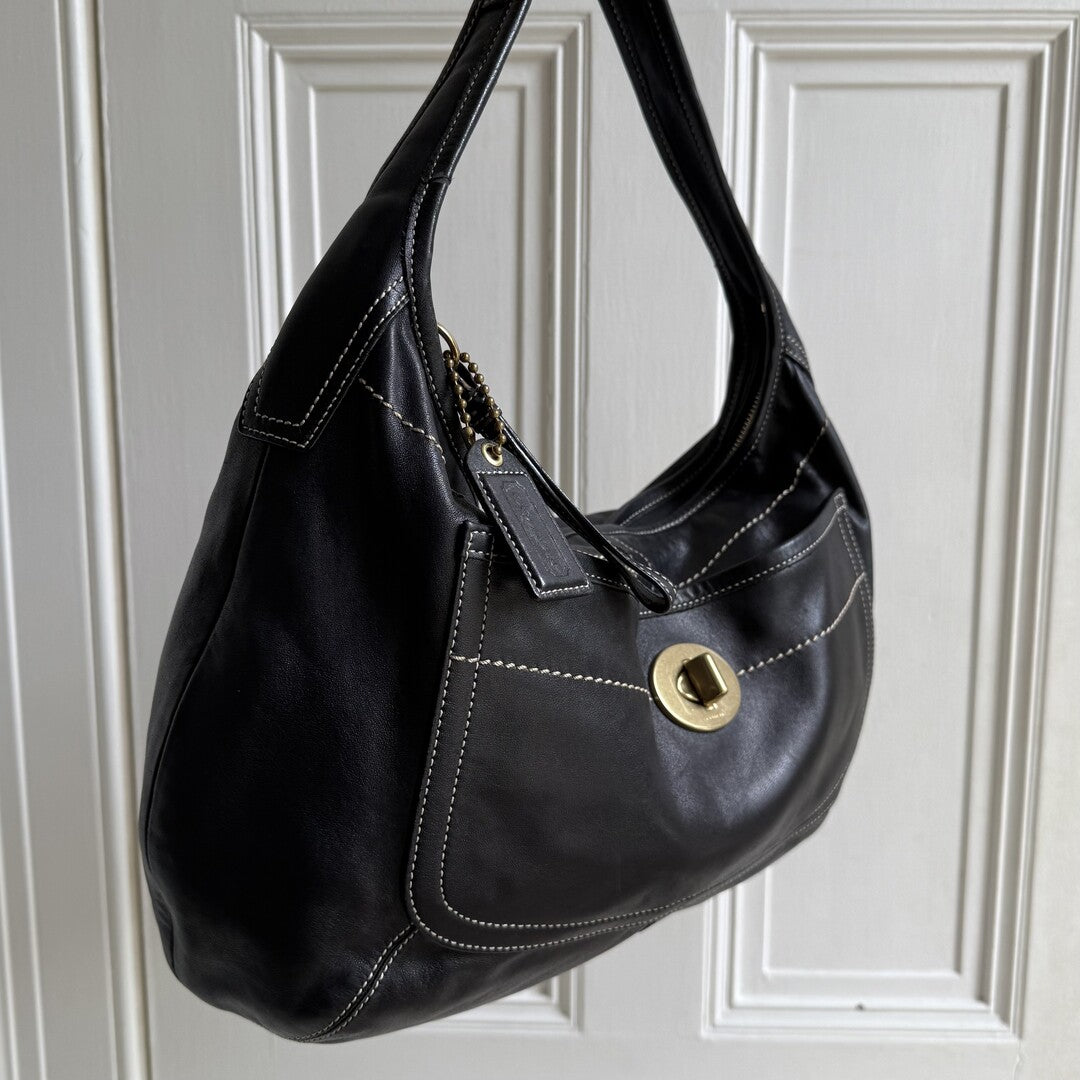 Coach Hobo XL Leather Black Shoulder Bag