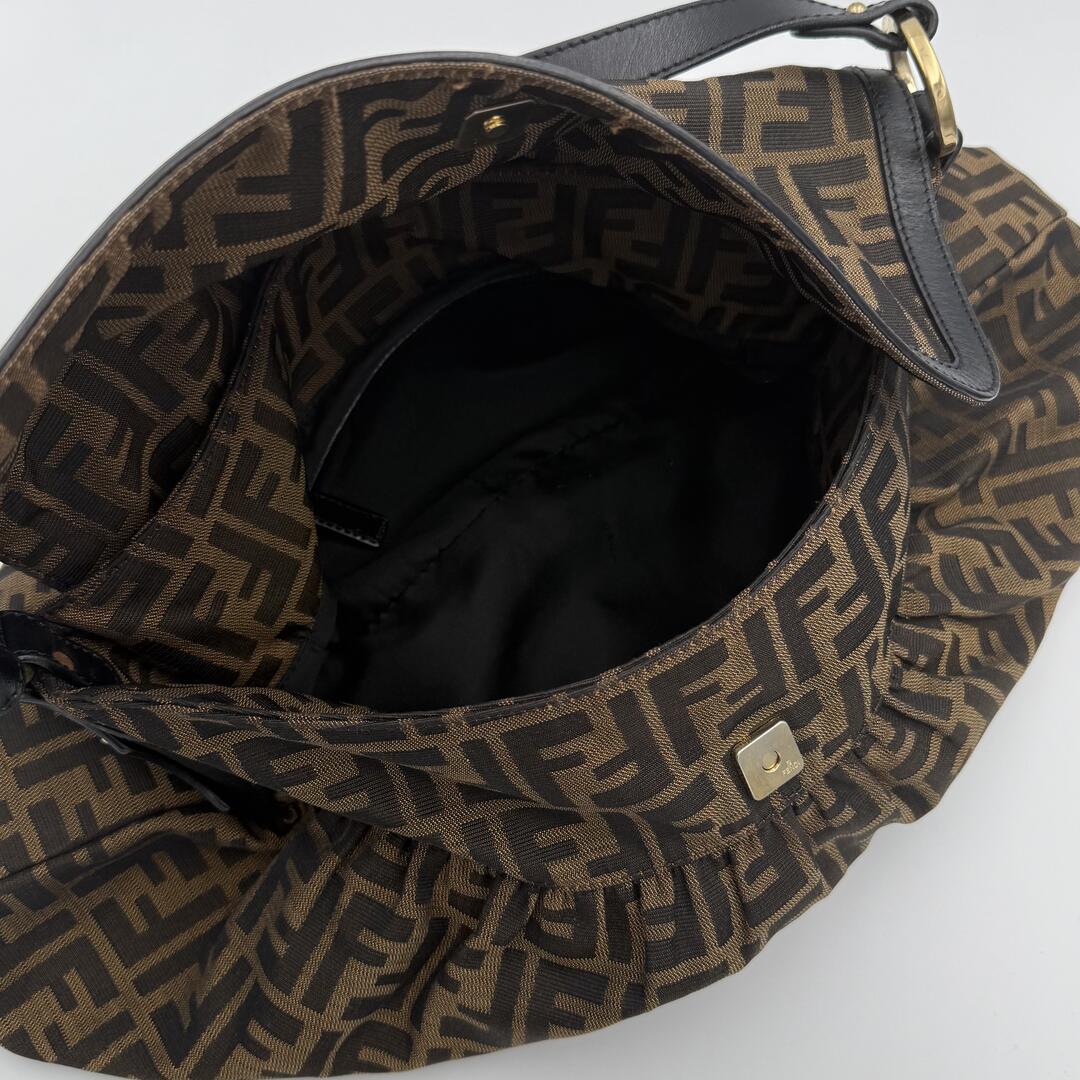 Fendi Zucca Charm Dark Brown Large Shoulder Bag