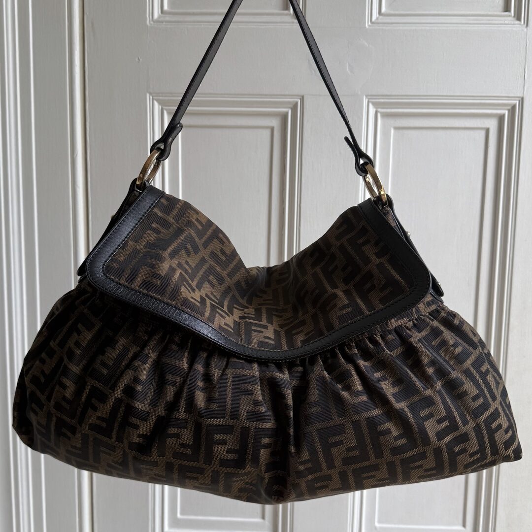 Fendi Zucca Charm Dark Brown Large Shoulder Bag