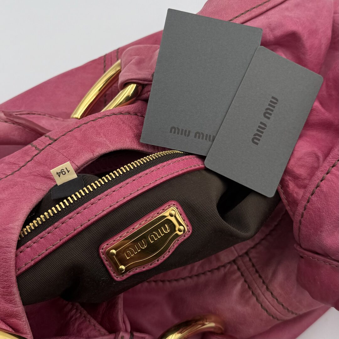 Miu Miu Hobo Leather Pink Shoulder Bag