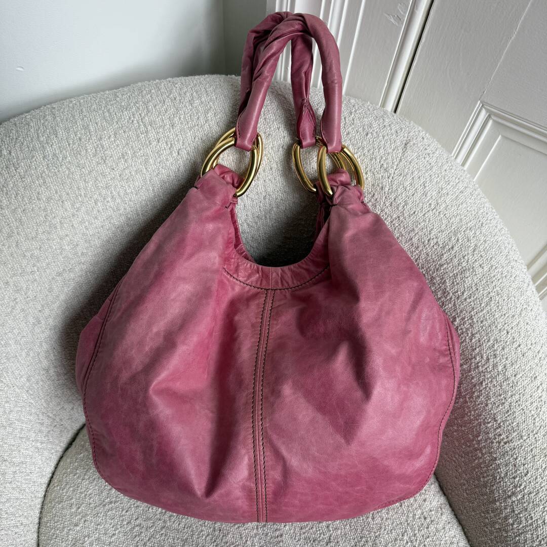 Miu Miu Hobo Leather Pink Shoulder Bag