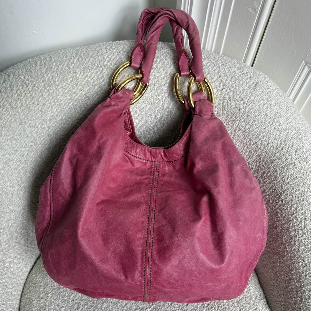 Miu Miu Hobo Leather Pink Shoulder Bag