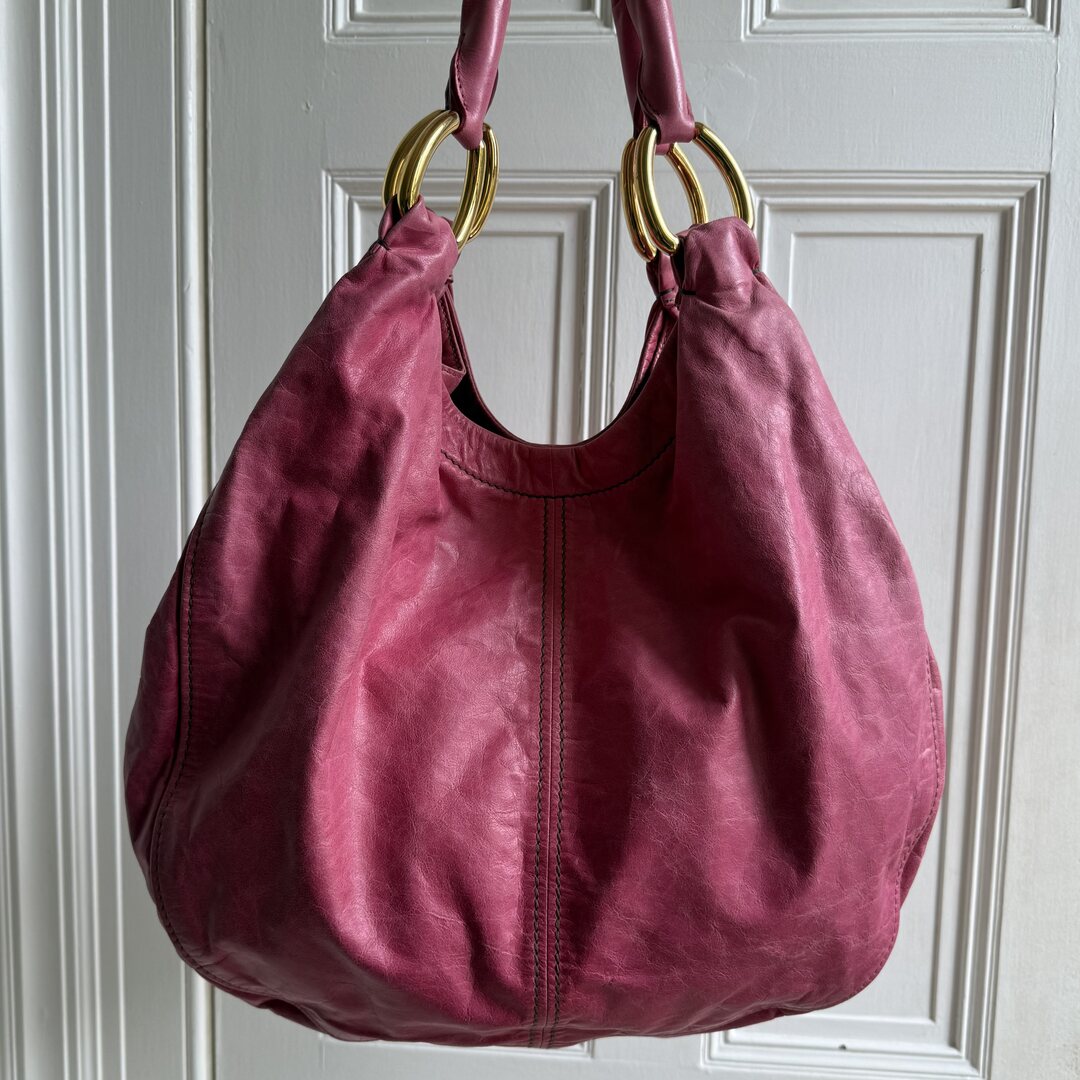 Miu Miu Hobo Leather Pink Shoulder Bag