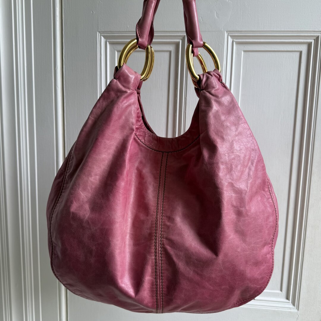 Miu Miu Hobo Leather Pink Shoulder Bag