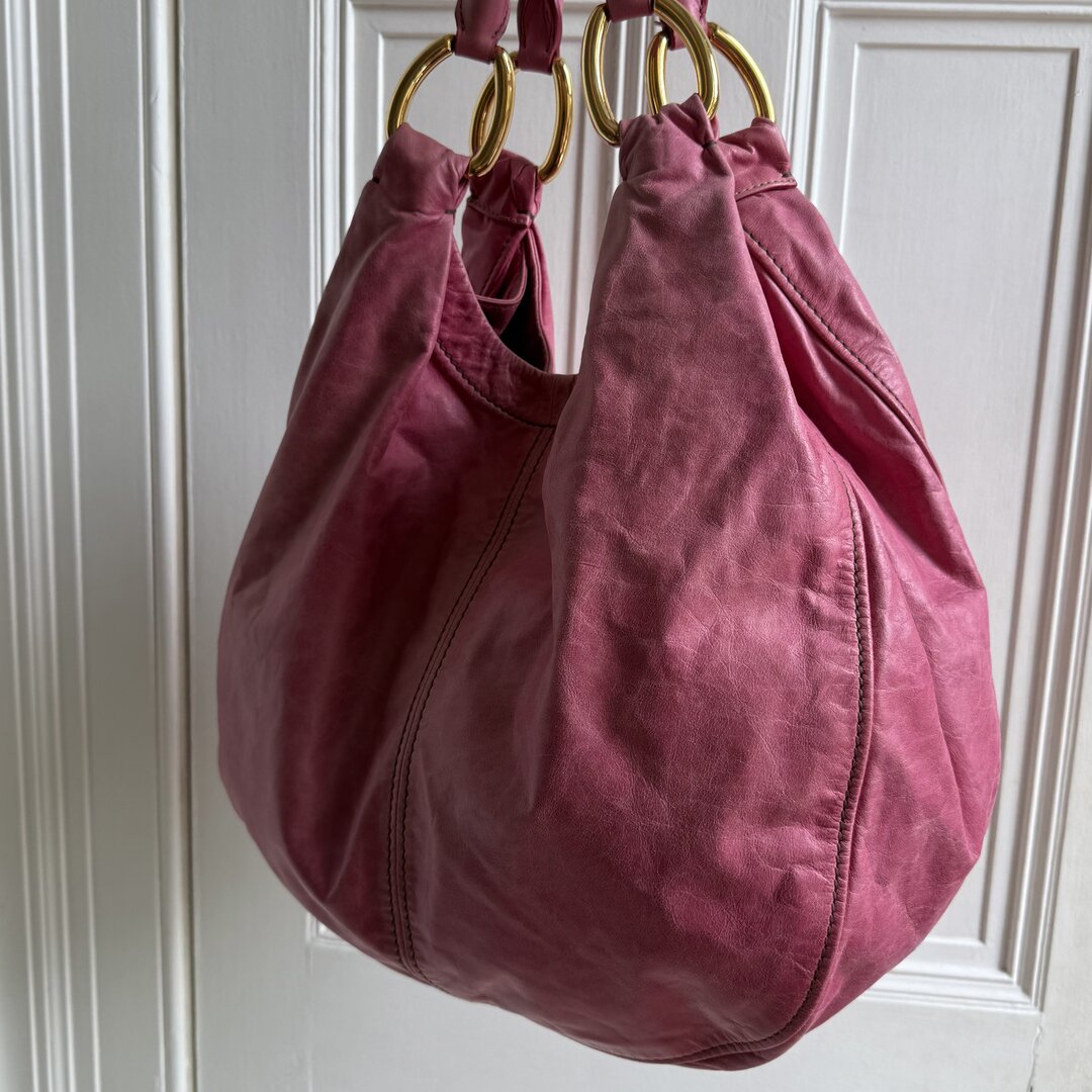 Miu Miu Hobo Leather Pink Shoulder Bag